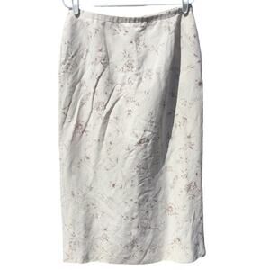 Pendleton maxi skirt women 14 cream floral silk modest cottagecore classic white